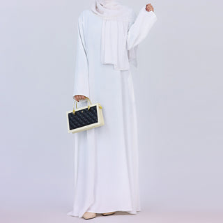 1593#On Sale Solid Color Long Sleeve Islamic Clothing Modest Closed Abaya Dress