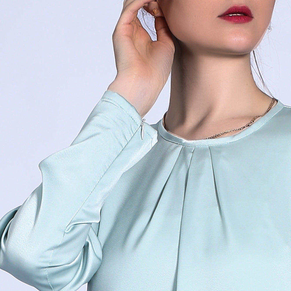 G1312#Solid color loose waist dress A line muslim women abaya