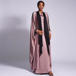 1318#High quality soft satin straight dress muslim dresses abaya