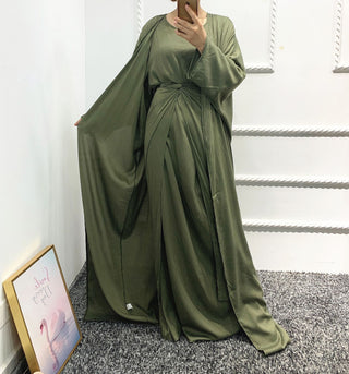 1452#3pcs Set kimono open Cardigan Islamic Clothing Muslim Dress