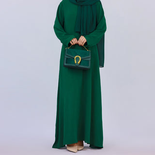 1593#On Sale Solid Color Long Sleeve Islamic Clothing Modest Closed Abaya Dress