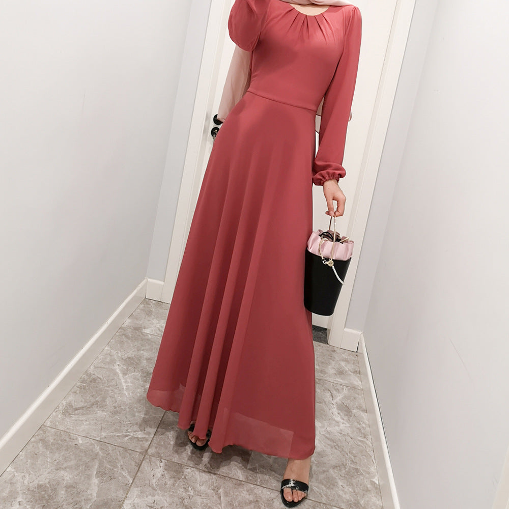 G9514#New Chiffon Abaya Dubai Muslim Women Dresses Islamic Clothing