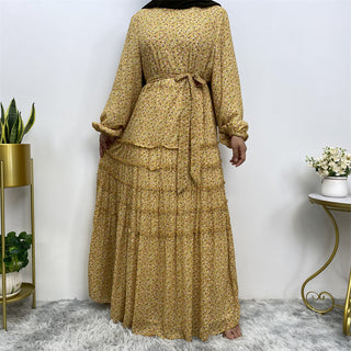 6527#Print Full Lined Chiffon Muslim Fashionable Islamic Women Dress