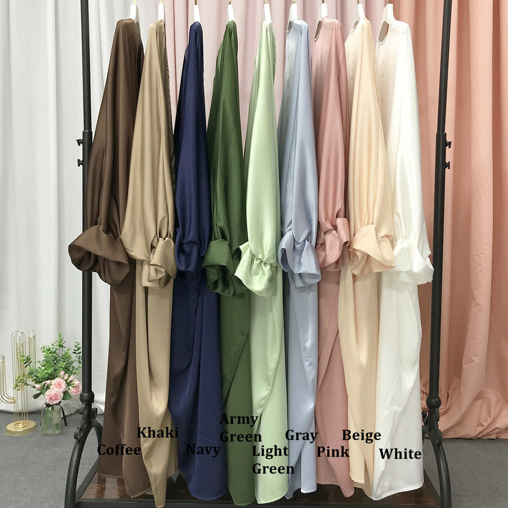 1490# Muslim Latest Open Abaya for EID Satin Kimono Abaya