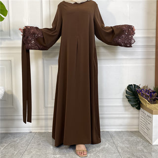 6659#Open zipper long sleeve maxi dresses for muslim women 6 colors