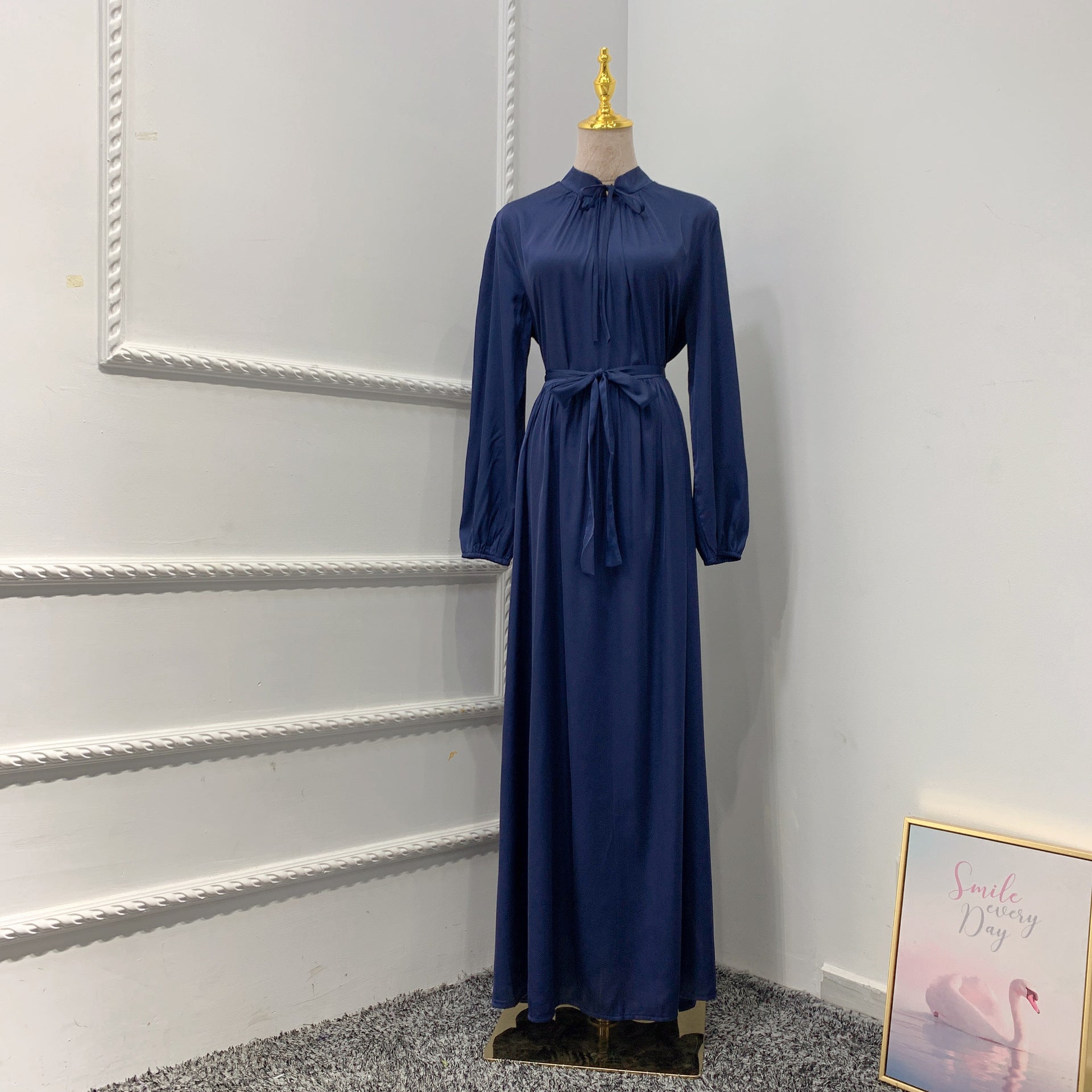 1472#Satin Fashionable Women Muslim Prom Dresses for Dubai