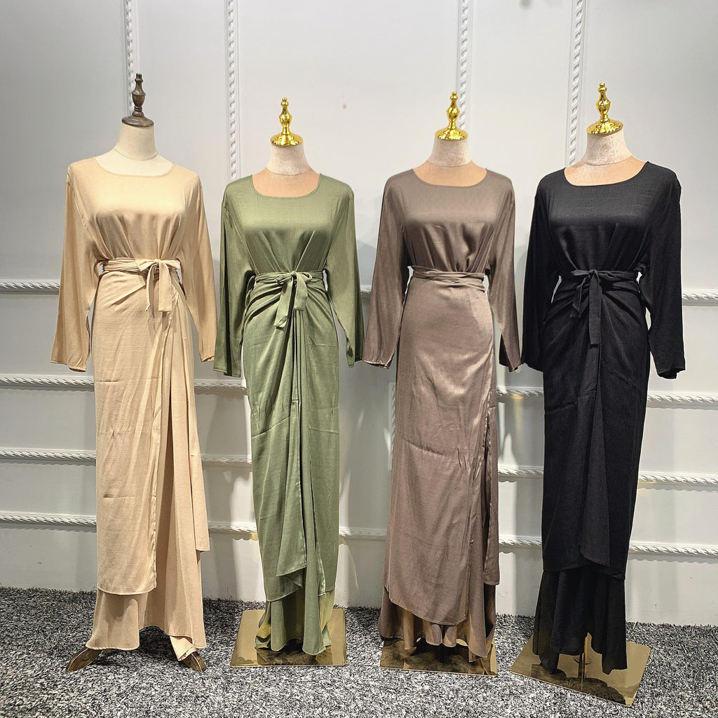 1452#3pcs Set kimono open Cardigan Islamic Clothing Muslim Dress