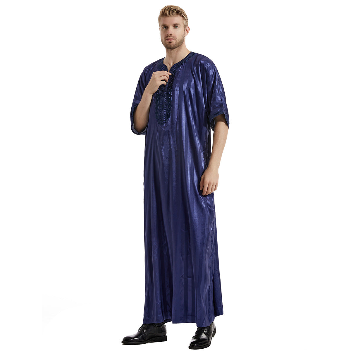 TH826#EID muslim middle east men robe high collar shirt in dubai Islamic clothing