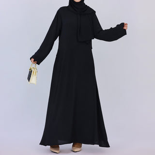 1593#On Sale Solid Color Long Sleeve Islamic Clothing Modest Closed Abaya Dress