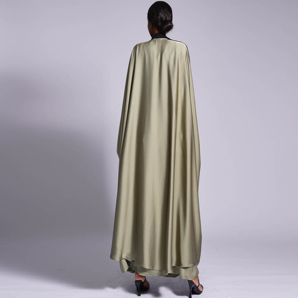 1318#High quality soft satin straight dress muslim dresses abaya
