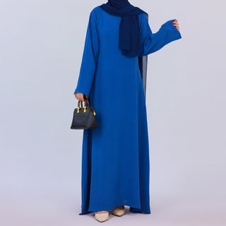 1593#On Sale Solid Color Long Sleeve Islamic Clothing Modest Closed Abaya Dress