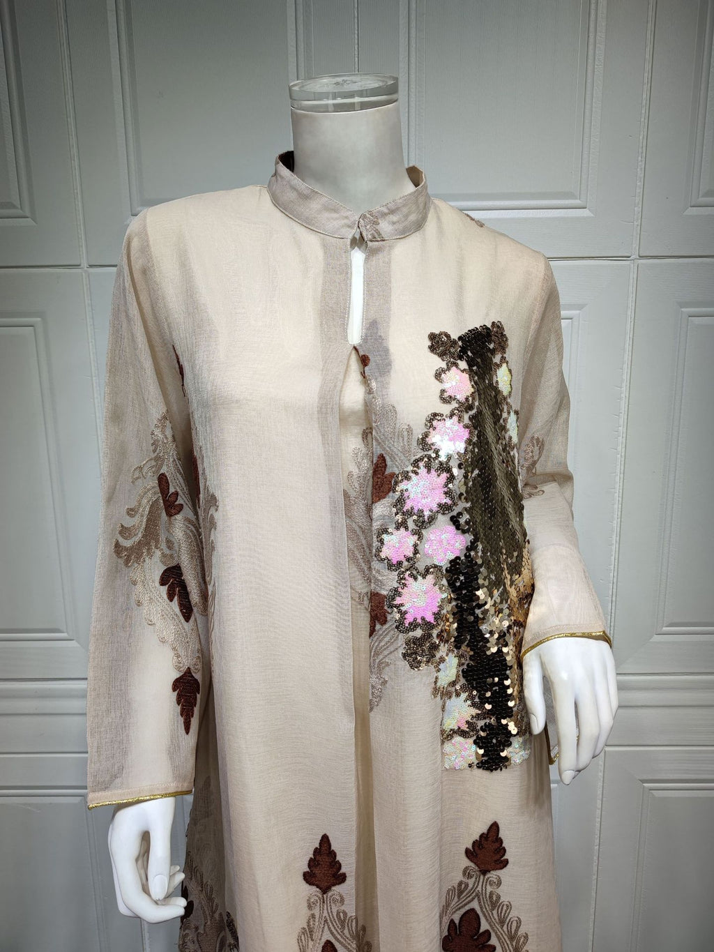 AB162#Middle East Women's Muslim Evening Dress Sequin Embroidered Dress