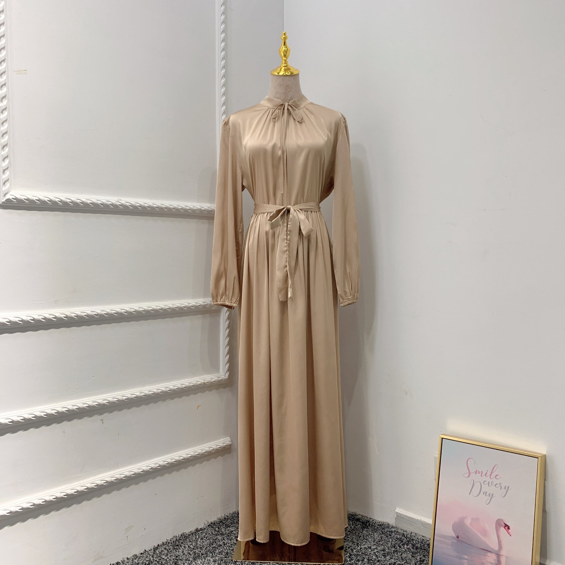 1472#Satin Fashionable Women Muslim Prom Dresses for Dubai