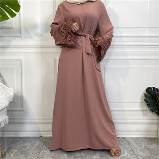 6659#Open zipper long sleeve maxi dresses for muslim women 6 colors
