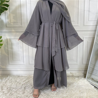 896# Best seller 3 layered chiffon open abaya cardigan