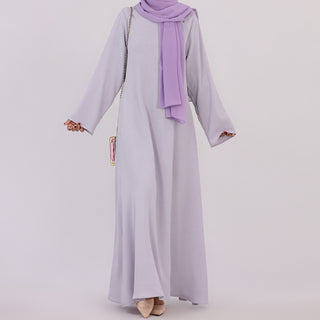 1593#On Sale Solid Color Long Sleeve Islamic Clothing Modest Closed Abaya Dress