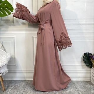 6659#Open zipper long sleeve maxi dresses for muslim women 6 colors