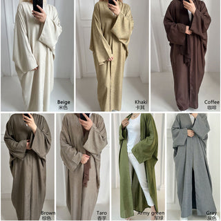 1603#EID Design Islamic Clothing Linen Fabric  Dubai Muslim Abaya