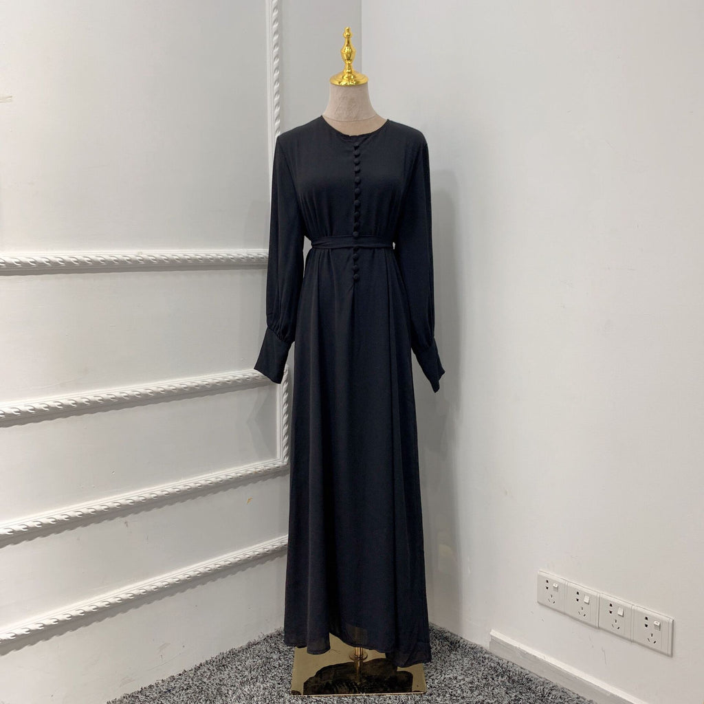 1458# Two Layers Heavy Chiffon Maxi Islamic Dress with Buttons