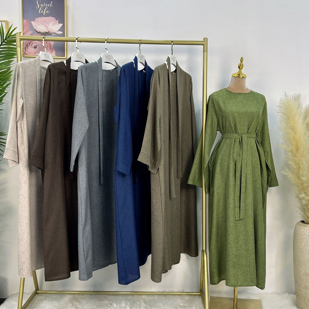 1574# Islamic Clothing Linen Closed Abaya Daily Wear Muslim Girls Abaya Turkey Abaya