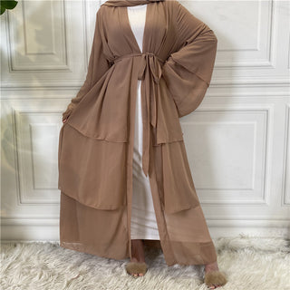 896# Best seller 3 layered chiffon open abaya cardigan