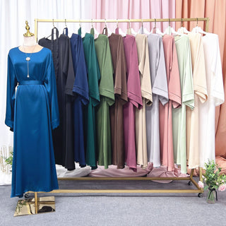 1503#Satin Islamic Dresses for women pakistan dubai clothing wholesale