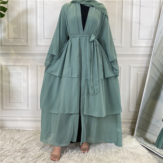 896# Best seller 3 layered chiffon open abaya cardigan