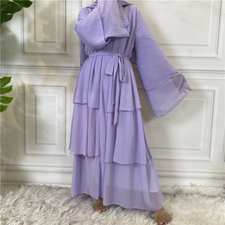 896# Best seller 3 layered chiffon open abaya cardigan