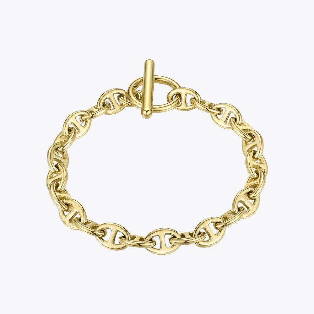 B14#ENFASHIONFemme Gold Color Stainless Steel Punk Bracelets For Women