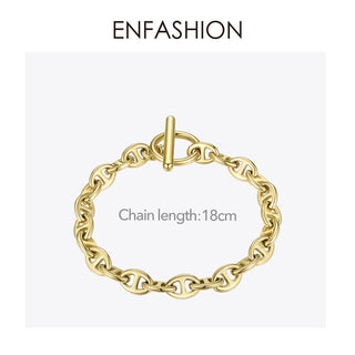 B14#ENFASHIONFemme Gold Color Stainless Steel Punk Bracelets For Women