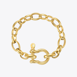 B14#ENFASHIONFemme Gold Color Stainless Steel Punk Bracelets For Women