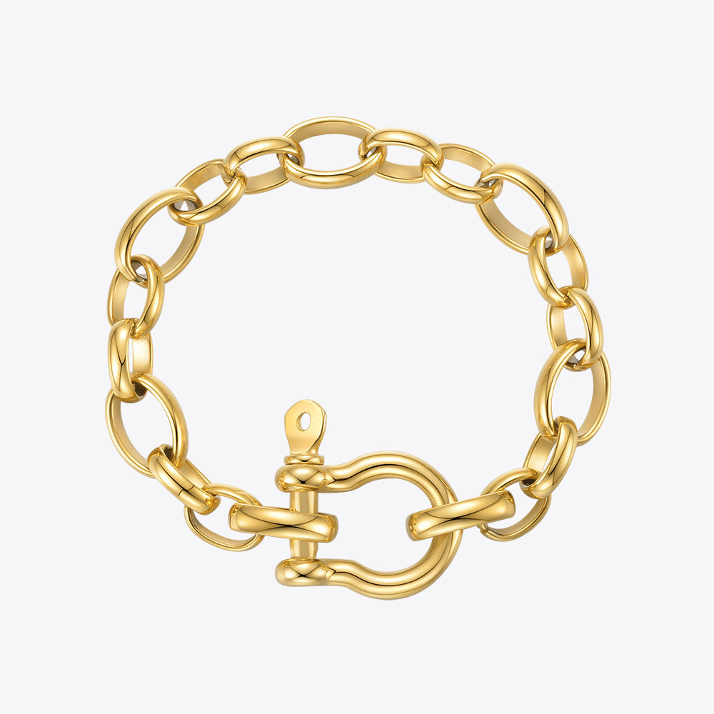 B14#ENFASHIONFemme Gold Color Stainless Steel Punk Bracelets For Women