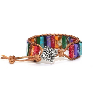 B16#2022 New Hot Sale Style Multicolor Natural Gem Leather  Bracelet