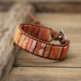 B16#2022 New Hot Sale Style Multicolor Natural Gem Leather  Bracelet