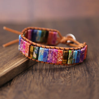 B16#2022 New Hot Sale Style Multicolor Natural Gem Leather  Bracelet