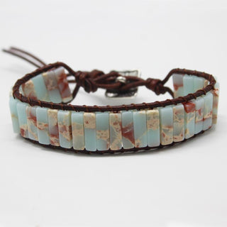 B16#2022 New Hot Sale Style Multicolor Natural Gem Leather  Bracelet