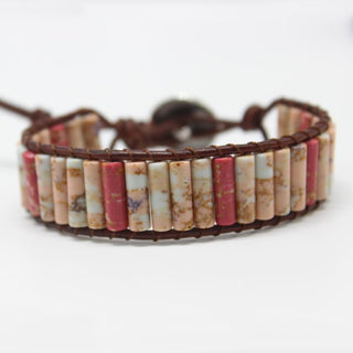 B16#2022 New Hot Sale Style Multicolor Natural Gem Leather  Bracelet