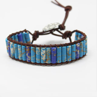 B16#2022 New Hot Sale Style Multicolor Natural Gem Leather  Bracelet