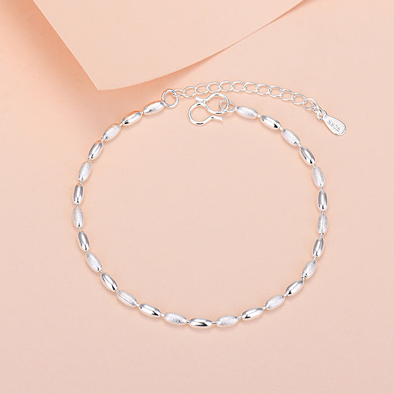 B18#925 Silver Lucky Bead Charm Bracelet For Women