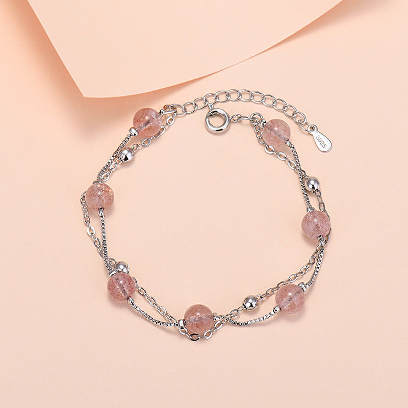 B18#925 Silver Lucky Bead Charm Bracelet For Women