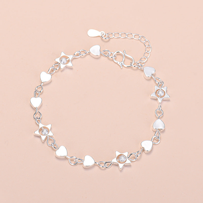 B18#925 Silver Lucky Bead Charm Bracelet For Women