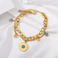 B20#Trendy Layered Pearl Stainless Steel Star Love Butterfly Charm Bracelet