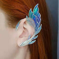 E24#Luxury Blue Painted Elf Ear Cuffs for Women Clip on Earrings