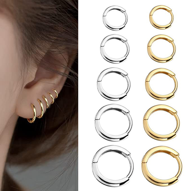 E25#New Simple Stainless Steel Small Hoop Earrings for Women