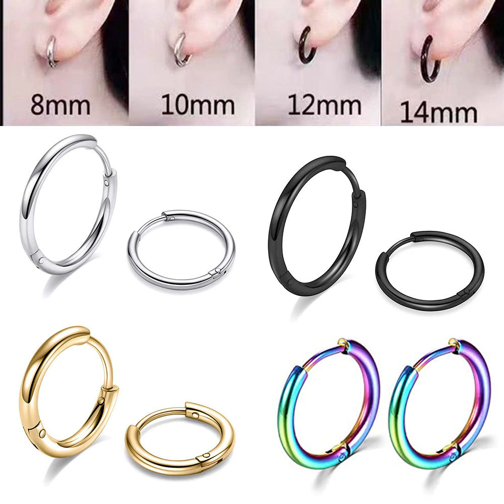 E25#New Simple Stainless Steel Small Hoop Earrings for Women