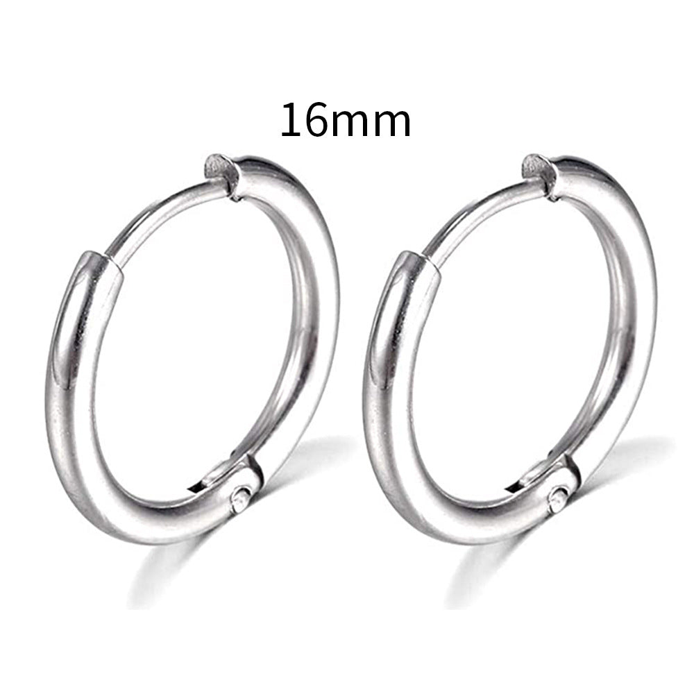 E25#New Simple Stainless Steel Small Hoop Earrings for Women