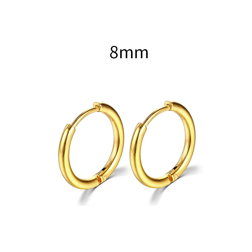 E25#New Simple Stainless Steel Small Hoop Earrings for Women