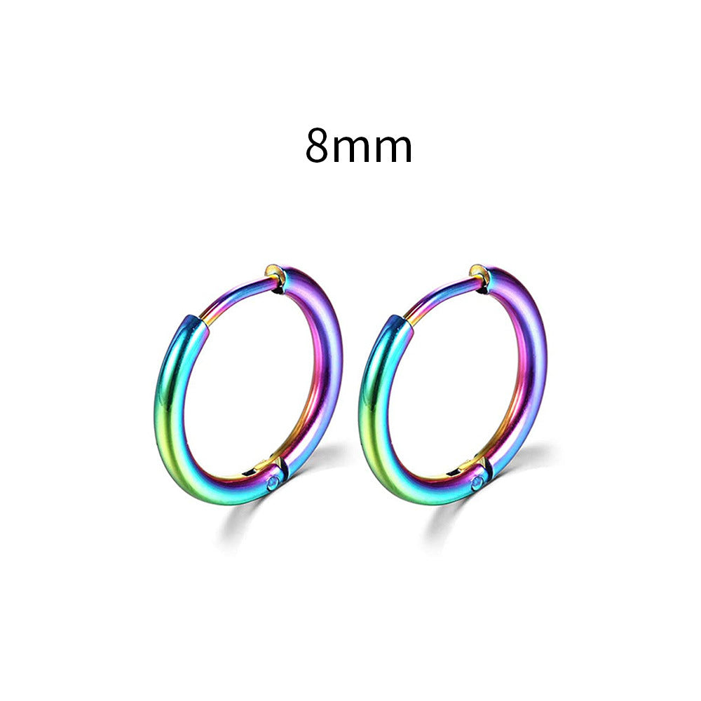 E25#New Simple Stainless Steel Small Hoop Earrings for Women