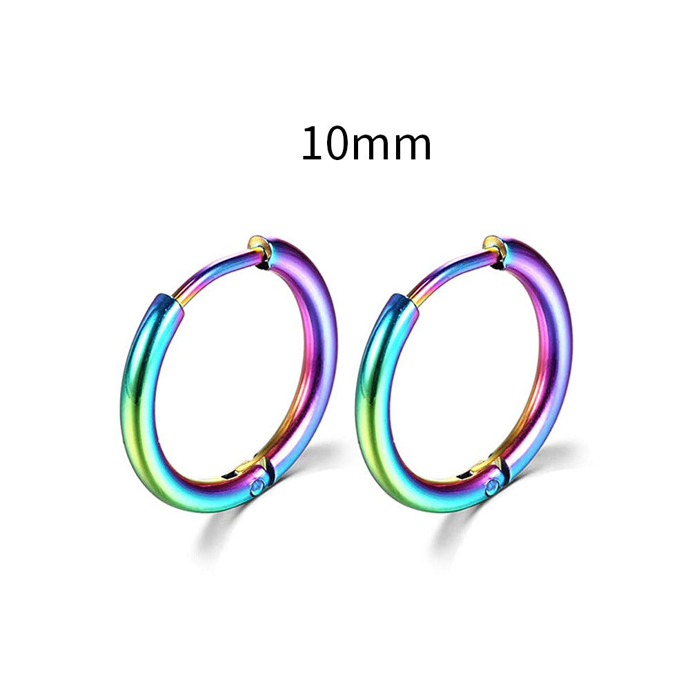 E25#New Simple Stainless Steel Small Hoop Earrings for Women