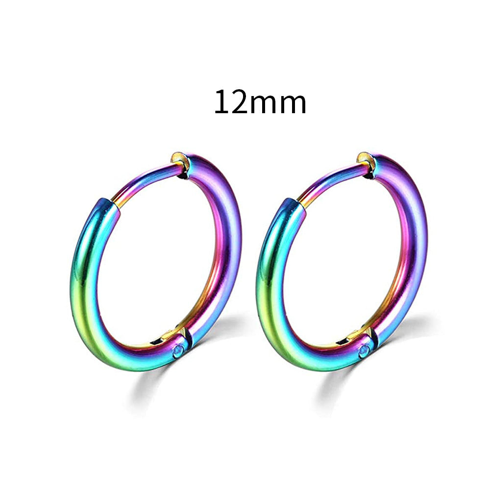 E25#New Simple Stainless Steel Small Hoop Earrings for Women